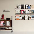 Antique Minimalist Bookshelf Wall Hanging Bookshelf Shelf Books and Periodicals Small Cart Storage Rack 3d model