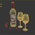 Essential Wine Accessories For Home Use With Bottle Glasses Grapes And Corkscrew