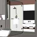 Modern Bathroom Interior Design With Glass Shower Enclosure Vanity Mirror And Ambient Lighting