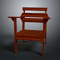 Classic Wooden Furniture Chair With Armrests And Horizontal Slats Backrest Design