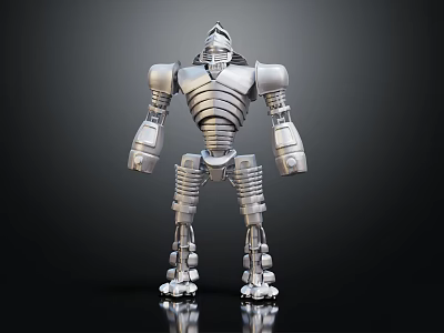 Smart Machine Humanoid Robot With Detailed Metallic Silver Mechanical Structure 3d model