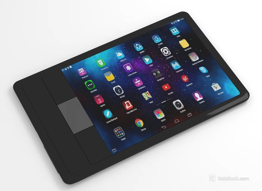 Smart Black Portable Tablet With Touchpad And Colorful App Icons On Screen 3d model 