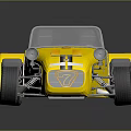 Yellow Open Top Sports Car With Blue Seats And Sleek Body Design