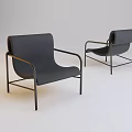 Two Modern Dark Gray Upholstered Leisure Chairs With Sleek Metal Frame
