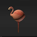 Inflatable Pink Flamingo Decorative Model With Standing Posture And Feather Details