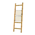 Bamboo Ladder Rail With Hanging Towels For Bathroom Interior Decor