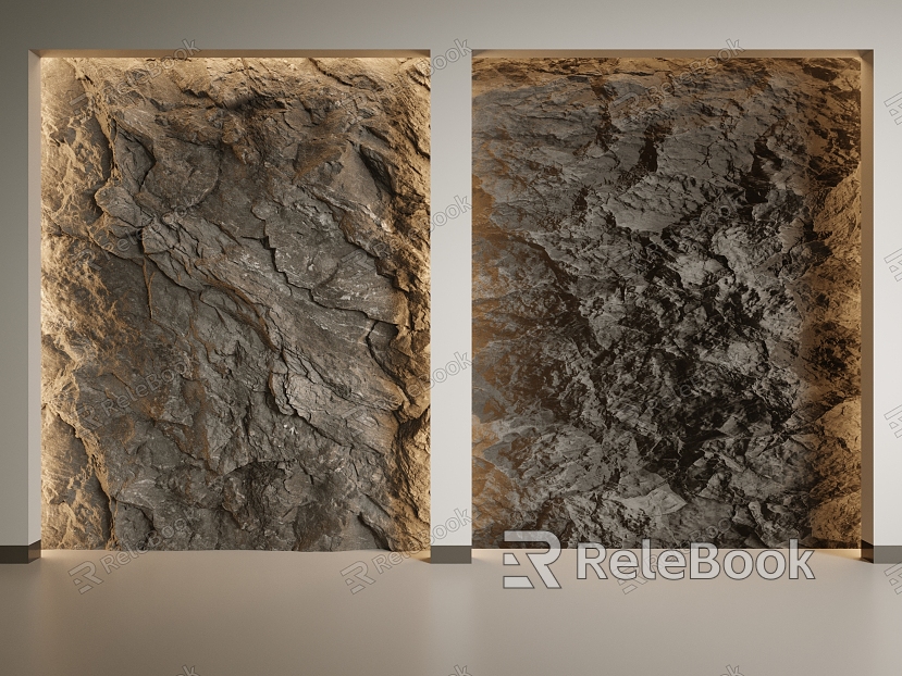 Modern rock background wall culture stone rubble model