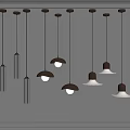 Modern Hanging Pendant Lights With Various Designs And Dark Light Shades On Gray Wall