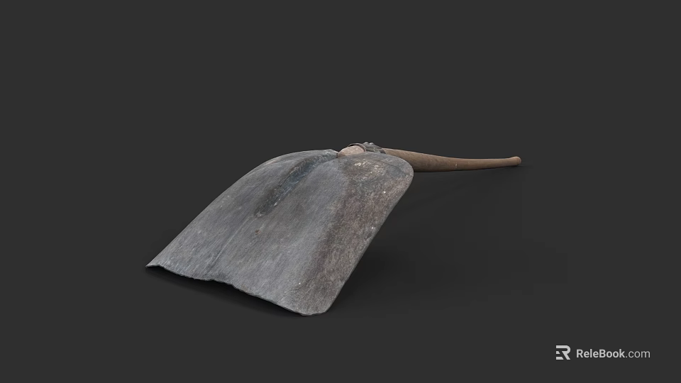 Heavy Duty Metal Shovel With Wooden Handle For Garden And Construction Use 3d model 