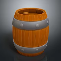Wooden Barrel Household Item With Metal Hoops And Round Storage Design
