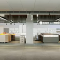 Spacious Supermarket Department Store Interior With Product Shelves And Display Counters