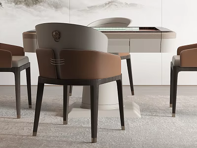 Modern Luxury Entertainment Table With Upholstered Armchairs And Smooth Top Surface Design 3d model