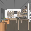 Modern Digital Store with Various Gadgets and Accessories on Display Shelves and Comfortable Seating