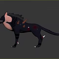 3D Wolf Like Creature Character Design With Gray Pink Body Spiked Back And Open Mouth