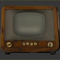 Vintage Television Set With Wooden Case Glass Screen Control Knobs And Buttons
