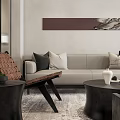 Elegant Modern Living Dining Room Interior With Sofa Coffee Table Decorative Painting And Chair