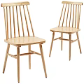 Minimalist Modern Slat Back Dining Chairs in Black White Grey and Wood Tones