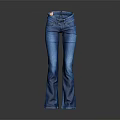 Stylish Blue High Waisted Flared Denim Jeans With Classic Pockets And Slim Fit