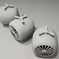 Portable Colorful Speakers Three White Blue Pink Round Shape with Brass Knob Grille Front
