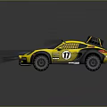 Yellow and Black Off Road Car With Number 17 Roof Equipment And Blue Front Lights