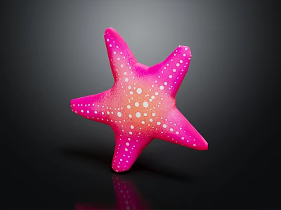 Pink Starfish Doll with White Spots on Dark Background with Reflection 3d model
