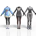 Three Fashion Mannequins Displaying Stylish Outfits With Unique Patterns And Different Styles