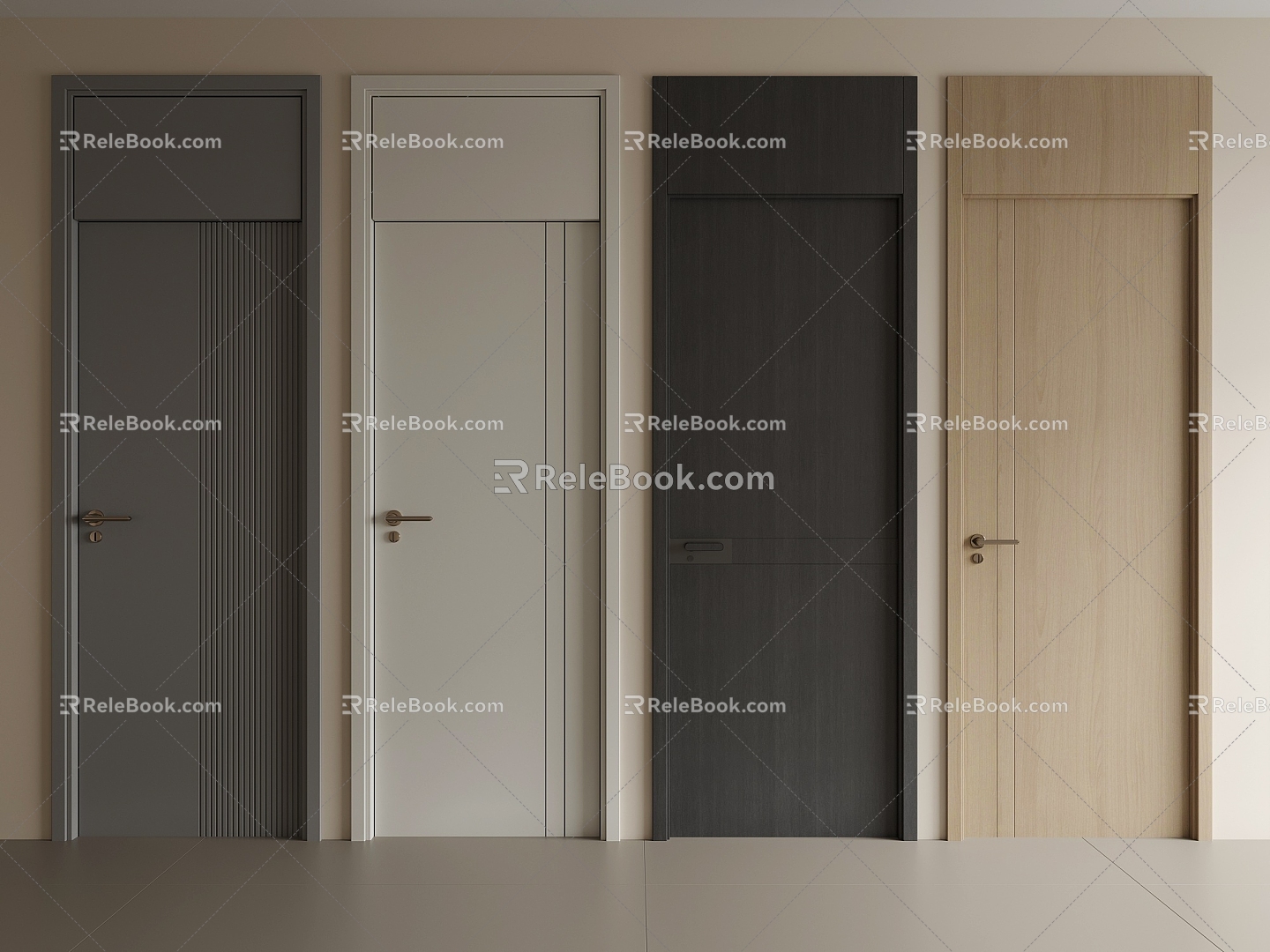 Modern interior door single door 3d model