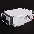 White Commercial Air Conditioner Fan With Modern Design And Visible Red Motor Components