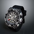 Black Sports Watch With Black Strap Multiple Sub Dials And Markings 3d model