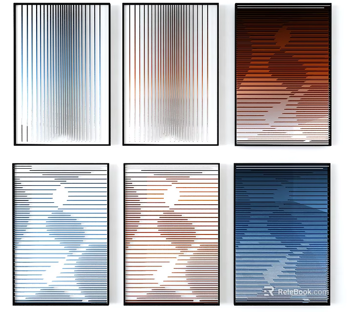 Modern Abstract Wall Art With Vertical Striped Gradient And Human Silhouette Design 3d model 