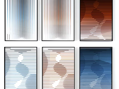 Modern Abstract Wall Art With Vertical Striped Gradient And Human Silhouette Design 3d model