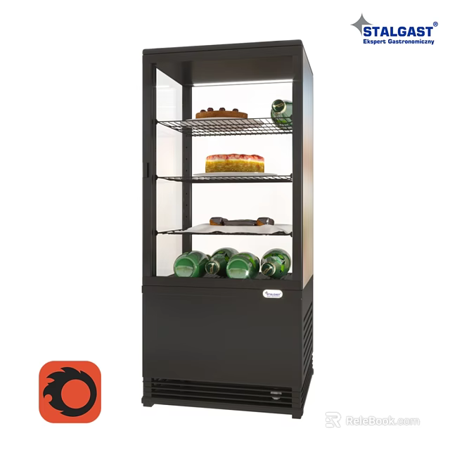 Commercial Glass Door Refrigerator Display With Shelves For Food And Beverages 3d model 