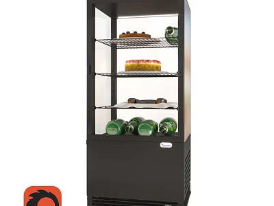 Commercial Glass Door Refrigerator Display With Shelves For Food And Beverages 3d model