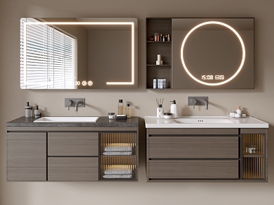 Modern Bathroom Cabinet Bathroom Counter Basin Bathroom Ornaments Mirror Cabinet Sink 3d model