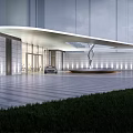 Modern Hotel Building With Glass Facade Roof Design And Swimming Pool Surrounded By Greenery