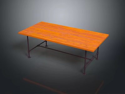 Wooden Table With Metal Legs Modern Home Furniture For Dining Or Study 3d model