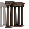 Ornate Wooden Roman Columns With Intricate Carved Capitals And Classical Details