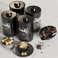 Fresh Coffee Drink With Sugar Cubes Snacks Tins And Chocolate Pieces