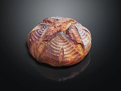 Freshly Baked Artisan Rustic Bread Loaf With Crusty Exterior And Texture 3d model