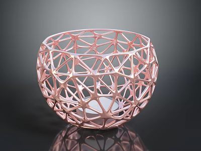 Pink Hollow Spherical Decorative Ornament With Geometric Pattern For Home Living 3d model