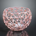 Pink Hollow Spherical Decorative Ornament With Geometric Pattern For Home Living