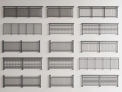Diverse Fence Designs With Various Iron Railings And Decorative Patterns 3d model