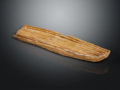 Handcrafted Traditional Wooden Boat With Natural Wood Grain And Decorative Planks 3d model