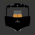Modern Black Sport Boat With Yellow Seats And Outboard Engine Design Details