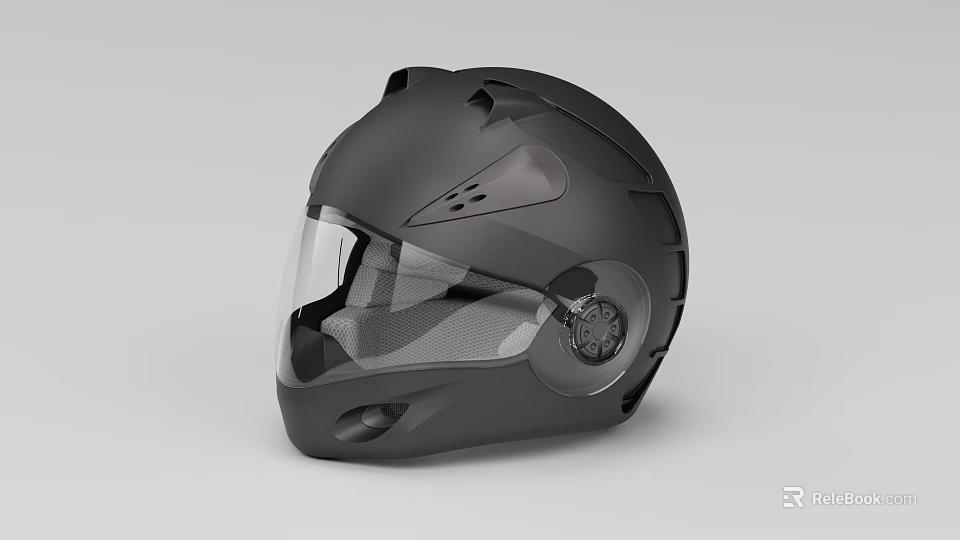 Black Motorcycle Helmet With Transparent Visor And Modern Safety Design 3d model 