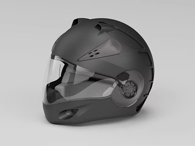 Black Motorcycle Helmet With Transparent Visor And Modern Safety Design 3d model