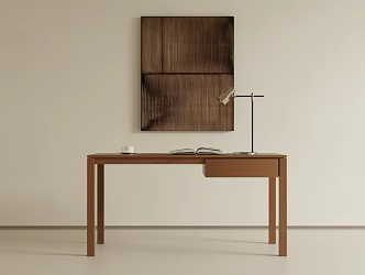 New Chinese Style Desk Solid Wood Desk Hanging Painting 3d model
