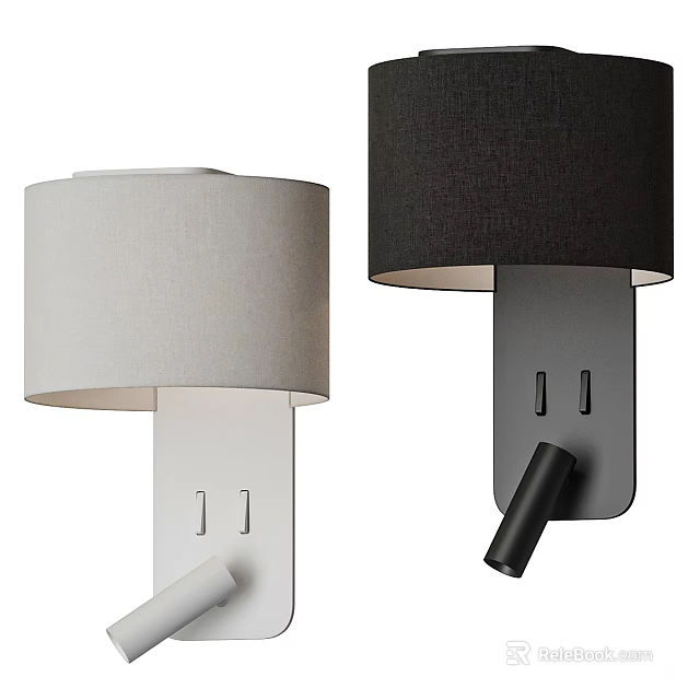 Modern Minimalist Wall Lamps With White And Black Fabric Shades For Home Decor 3d model 