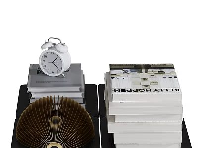 Inflatable Fan Shaped Decor With Books Alarm Clock And Kelvin Klein Items 3d model