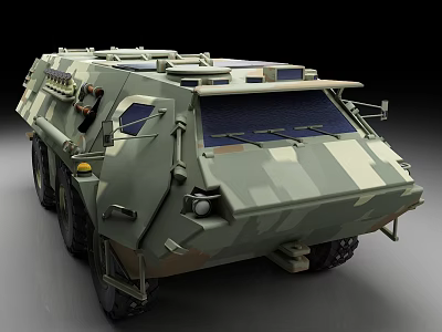 Military Armored Vehicle With Camouflage Paint Heavy Armor And Wheeled Tactical Design 3d model